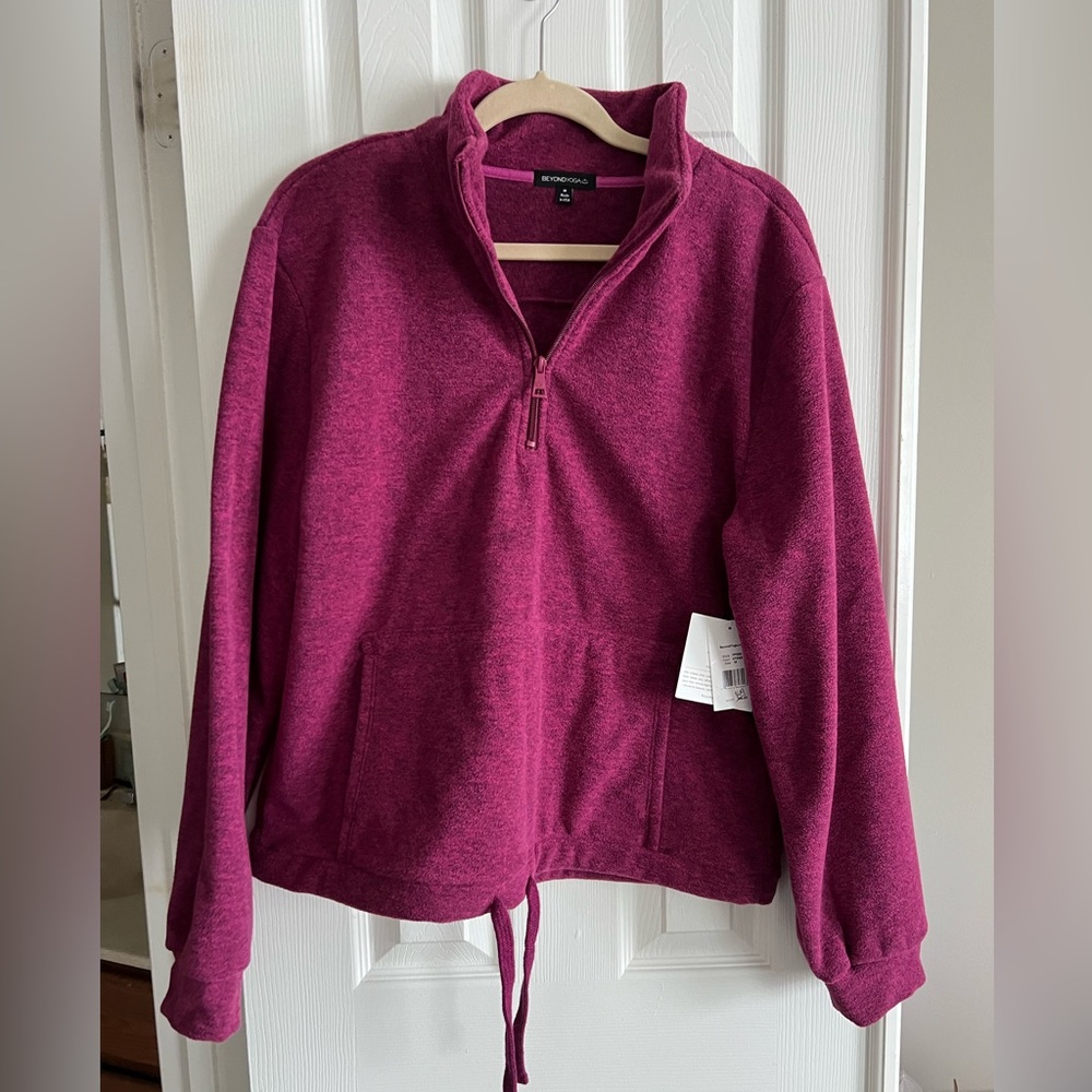 Beyond Yoga Half-Zip Pullover Sweatshirt in Berry